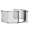 150" Adjustable Safety Gate 6 Panels Play Yard Metal Doorways Fireplace Fence Christmas Tree Fence Gate for House Stairs Gate prohibited area fence