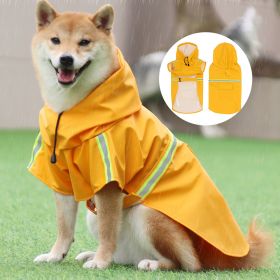 large and small dog raincoat cloak type reflective strip pet raincoat windproof rainproof dog hooded raincoat (colour: orange, size: 2XL (9-14kg))