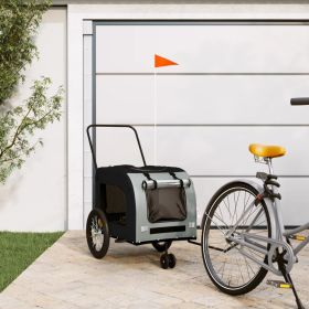 Pet Bike Trailer Black and Gray Oxford Fabric and Iron (Color: Black)