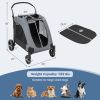 4 Wheels Extra Large Dog Stroller Foldable Pet Stroller with Dual Entry