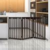 36 Inch Folding Wooden Freestanding Pet Gate Dog Gate with 360¬∞ Flexible Hinge