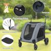 4 Wheels Extra Large Dog Stroller Foldable Pet Stroller with Dual Entry